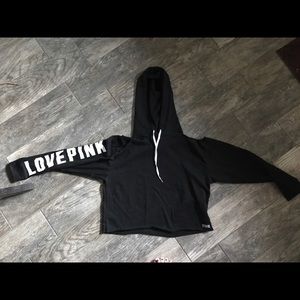 VS pink cold shoulder crop hoodie